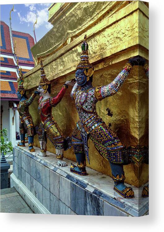 Yaksha Canvas Print featuring the photograph Yaksha Demon Guardians at Wat Phra Kaew by Christine Ley