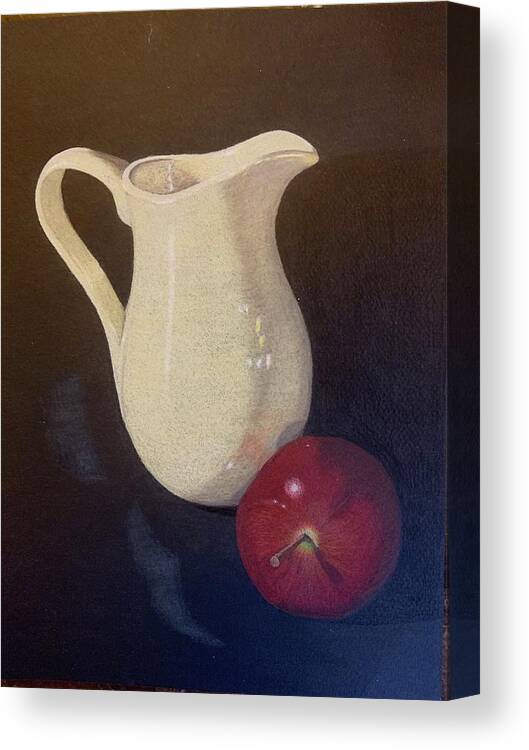 Yellow Pitcher Canvas Print featuring the drawing Yellow pitcher by Colette Lee