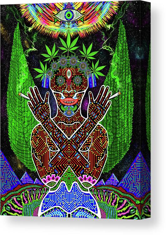 Visionary Art Canvas Print featuring the digital art Yes we Cannabis by Myztico Campo