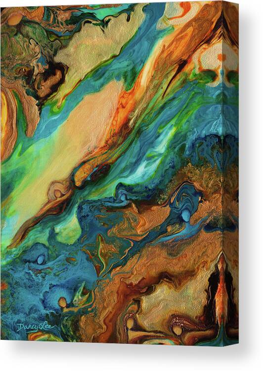 Abstract Pour Art Canvas Print featuring the painting Yielding by Darcy Lee Saxton