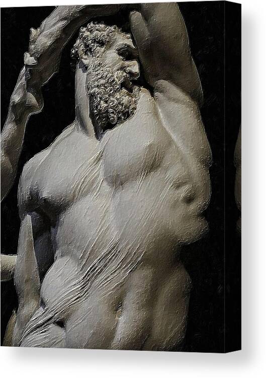 Broken Canvas Print featuring the painting Zeus Statue by Tony Rubino