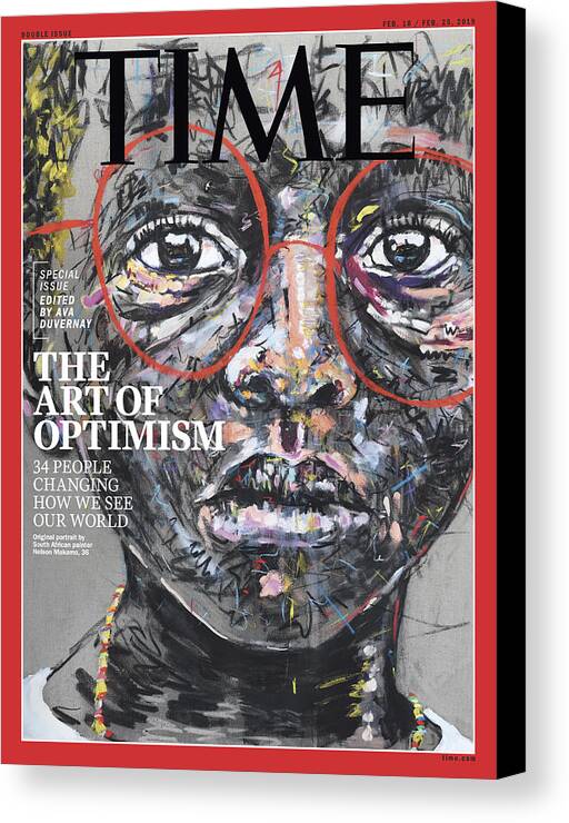 Nelson Makamo Canvas Print featuring the photograph The Art Of Optimism Time Cover #1 by Painting by Nelson Makamo for TIME