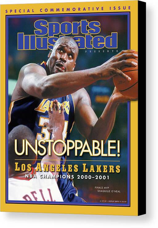 Playoffs Canvas Print featuring the photograph Los Angeles Lakers Shaquille Oneal, 2001 Nba Champions Sports Illustrated Cover by Sports Illustrated