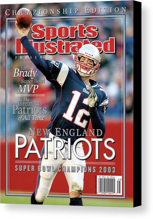 Motion Canvas Print featuring the photograph New England Qb Tom Brady, Super Bowl Xxxviii Champions Sports Illustrated Cover by Sports Illustrated