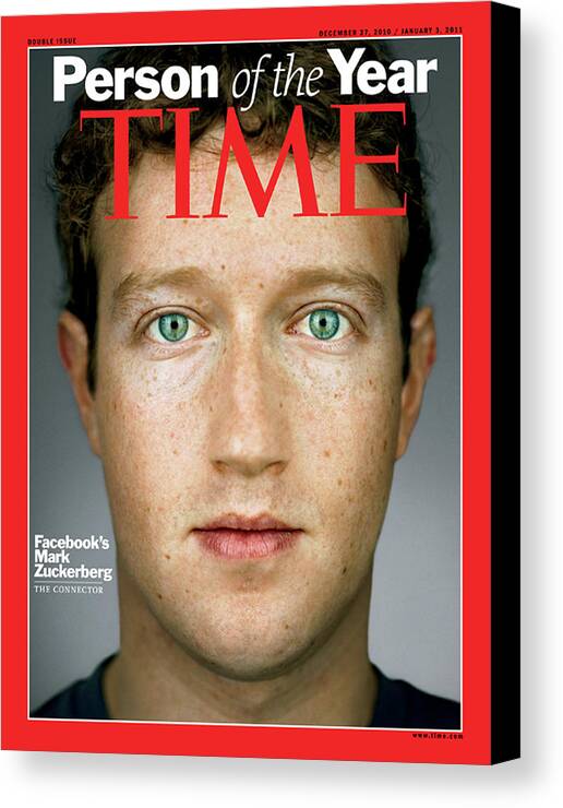 2010 Person Of The Year Canvas Print featuring the photograph 2010 Person of the Year, Facebook's Mark Zuckerberg by Photographs by Martin Schoeller for TIME