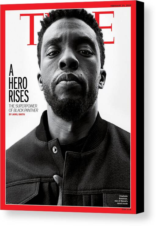 Chadwick Boseman Canvas Print featuring the photograph A Hero Rises by Photograph by Williams and Hirakawa for TIME