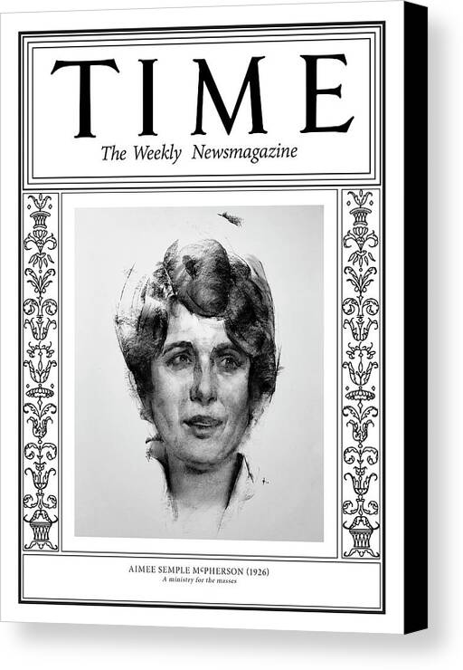Time Canvas Print featuring the photograph Aimee Semple McPherson, 1926 by Illustration by George Dawnay for TIME