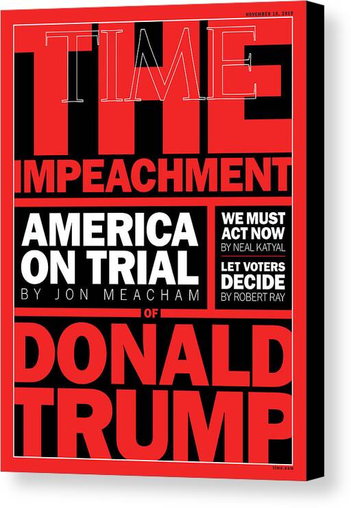 Time Canvas Print featuring the photograph America on Trial by Typography cover by TIME - no credit
