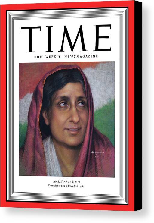 Time Canvas Print featuring the photograph Amrit Kaur, 1947 by Painting by Cuong Nguyen