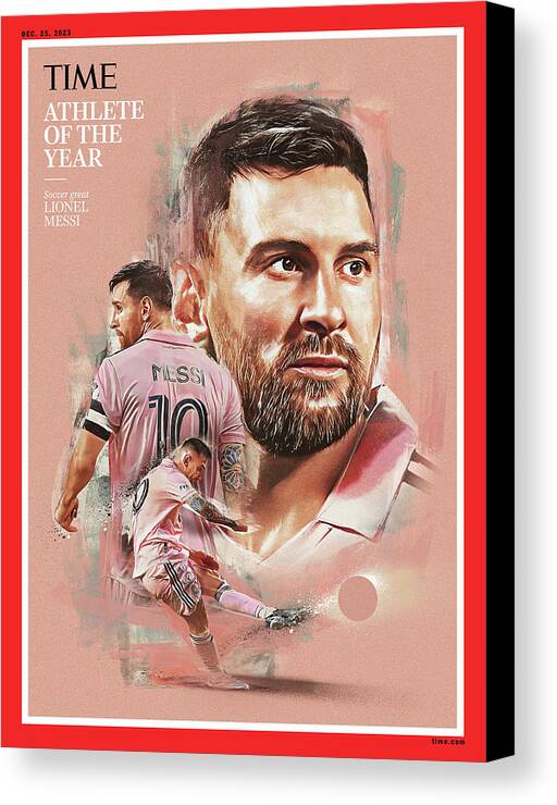 Lionel Messi Canvas Print featuring the photograph Athlete of the Year-Lionel Messi by Neil Jamieson for Time