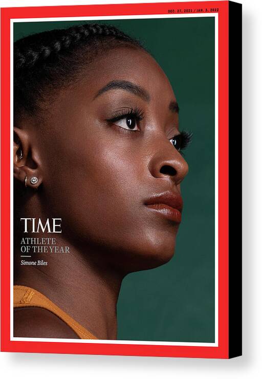 Time Athlete Of The Year Canvas Print featuring the photograph 2021 Athlete of the Year - Simone Biles by Photograph by Djeneba Aduayom for TIME