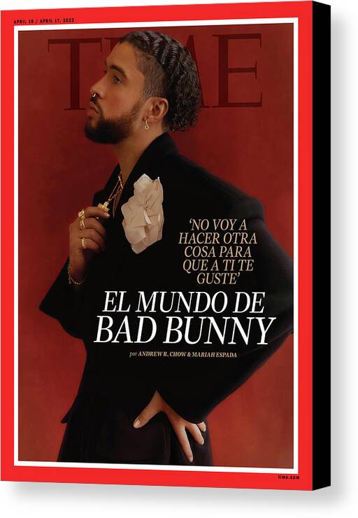 Bad Bunny Canvas Print featuring the photograph Bad Bunny by Photograph by Elliot and Erick Jimenez for TIME