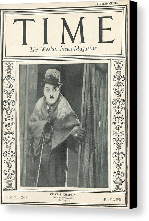 Charlie Chaplin Canvas Print featuring the photograph Charlie Chaplin - 1925 by No Credit