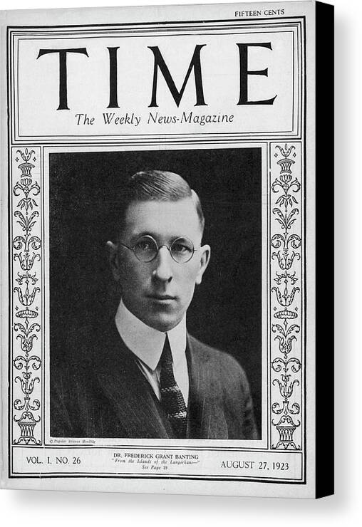 World Canvas Print featuring the photograph Dr. Frederick Grant Banting by Popular Science Monthly
