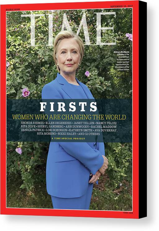 Time Firsts Canvas Print featuring the photograph FIRSTS - Hillary Clinton by Photograph by Luisa Dorr for TIME