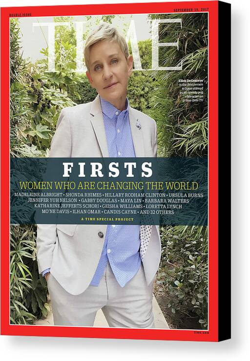 Ellen Degeneres Canvas Print featuring the photograph Firsts - Women Who Are Changing the World, Ellen Degeneres by Photograph by Luisa Dorr for TIME