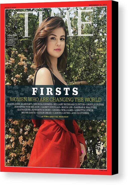 Selena Gomez Canvas Print featuring the photograph Firsts - Women Who Are Changing the World, Selena Gomez by Photograph by Luisa Dorr for TIME