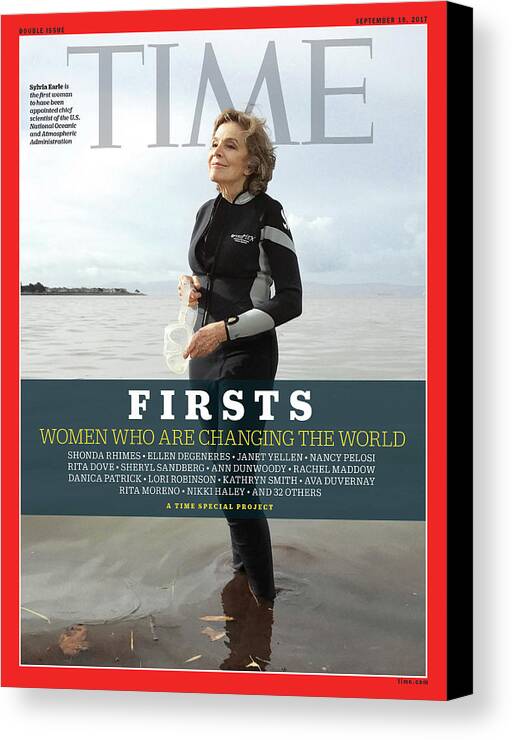 Marine Biologist Canvas Print featuring the photograph Firsts - Women Who Are Changing the World, Sylvia Earle by Photograph by Luisa Dorr for TIME