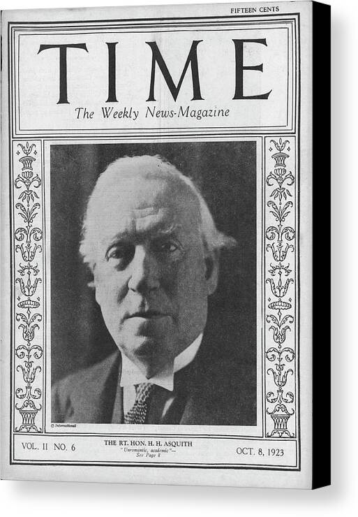 World Canvas Print featuring the photograph Herbert H. Asquith by International