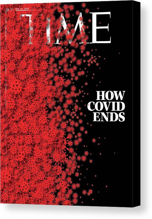 Time Magazine Canvas Print featuring the photograph How Covid Ends by TIME Illustration - Viral cell icon - Getty Images