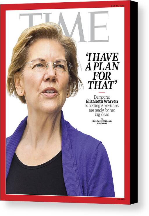 Elizabeth Warren Canvas Print featuring the photograph I Have A Plan For That by Photograph by Krista Schlueter for TIME