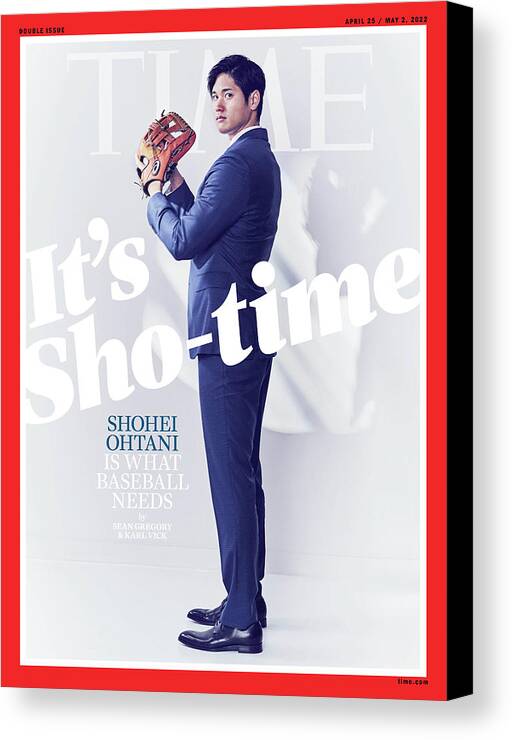 It's Sho-time Canvas Print featuring the photograph It's Sho-Time - Shohei Ohtani, baseball player by Photograph by Ian Allen for TIME