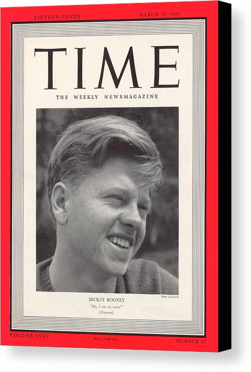 Mickey Rooney Canvas Print featuring the photograph Mickey Rooney - 1940 by Peter Stackpole