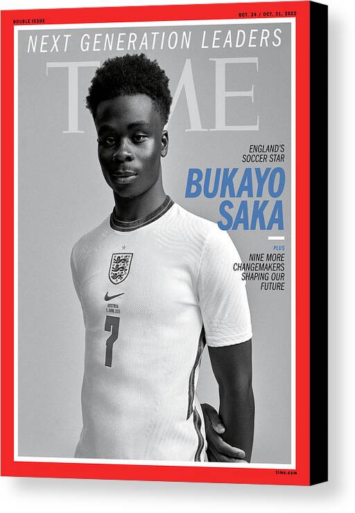 Next Generation Leaders Canvas Print featuring the photograph Next Generation Leaders - Bukayo Saka by Photograph by Campbell Addy for TIME