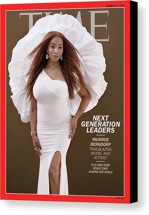 Next Generation Leader Canvas Print featuring the photograph NGL -Munroe Bergdorf by Photograph by Ronan Mckenzie for TIME