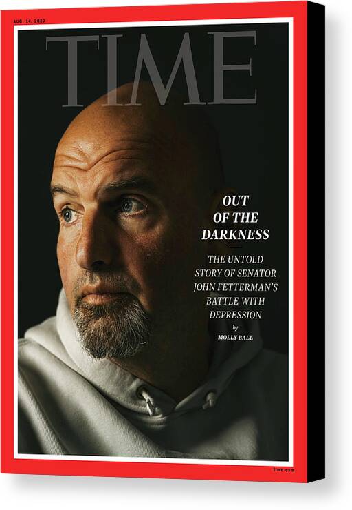 John Fetterman Canvas Print featuring the photograph Out of the Darkness-John Fetterman by Photograph by Greg Kahn for TIME