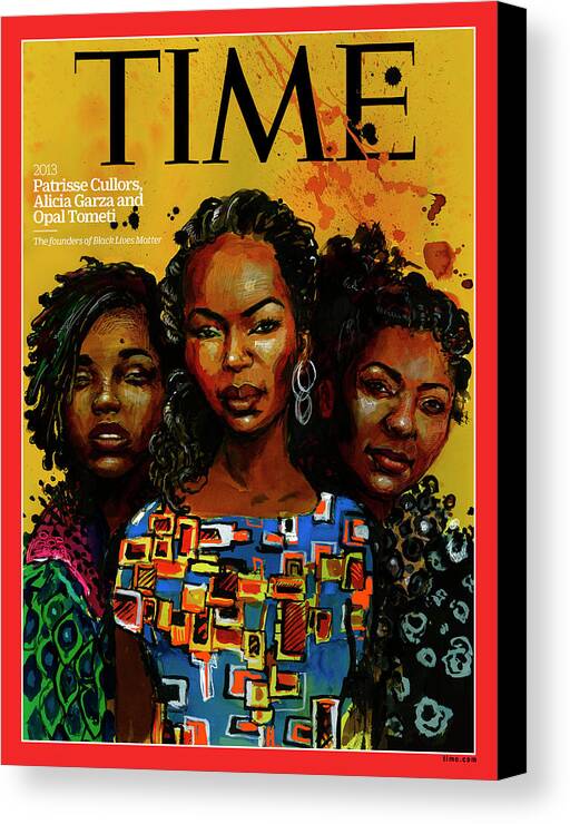 Time Canvas Print featuring the photograph Patrisse Cullors, Alicia Garza, Opal Tometi, 2013 - Founders of Black Lives Matter by Illustration by Molly Crabapple for TIME