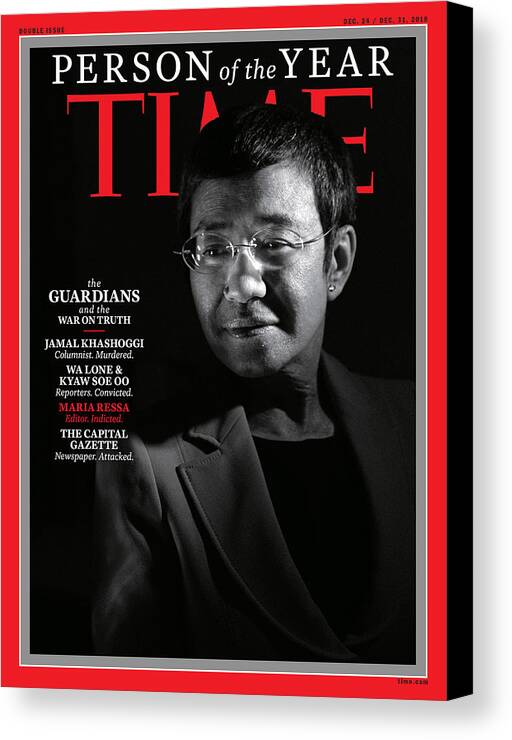 2018 Person Of The Year: The Guardians Canvas Print featuring the photograph 2018 Person of the Year - The Guardians - Maria Ressa by Photograph by Moises Saman-Magnum Photos for TIME