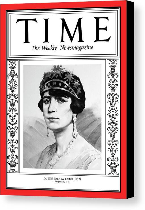 Time Canvas Print featuring the photograph Queen Soraya Tarzi, 1927 by Illustration by Ivan Loginov for TIME