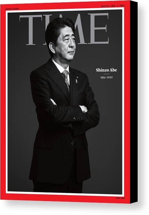 Shinzo Abe Canvas Print featuring the photograph Shinzo Abe - 1954-2022 by Photograph by Takashi Osato for TIME