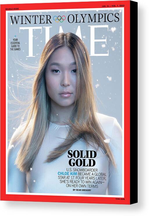 Solid Gold Canvas Print featuring the photograph Solid Gold - Chloe Kim by Photograph by Bryan Huynh Collective for TIME