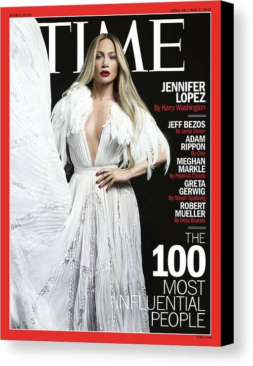 The 100 Canvas Print featuring the photograph The 100 Most Influential People - Jennifer Lopez by Photograph by Peter Hapak for TIME