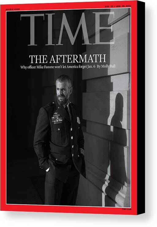 Office Mike Fanone Canvas Print featuring the digital art The Aftermath - Why Officer Mike Fanone Won't Let American Forget Jan. 6 by Photograph by Christopher Lee for TIME