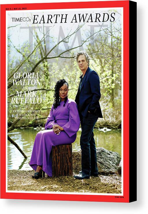 Co2 Canvas Print featuring the photograph The Earth Awards - Gloria Walton and Marc Ruffalo by Caroline Tompkins for TIME