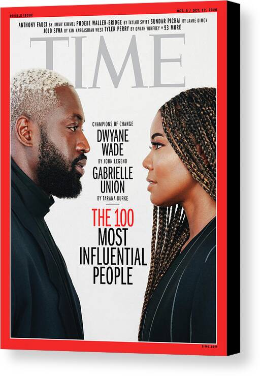 Time 100 Most Influential People Canvas Print featuring the photograph TIME 100 - Dwyane Wade, Gabrielle Union by Photograph by Texas Isaiah for TIME