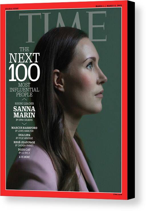 Time 100 Next Canvas Print featuring the photograph TIME 100 Next - Sanna Marin by Photograph by Marie Hald--INSTITUTE for TIME
