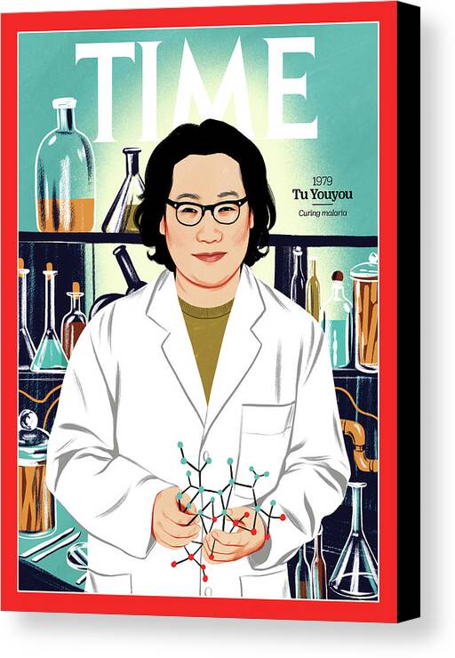 Time Canvas Print featuring the photograph Tu Youyou, 1979 by Illustration by Bijou Karman for TIME