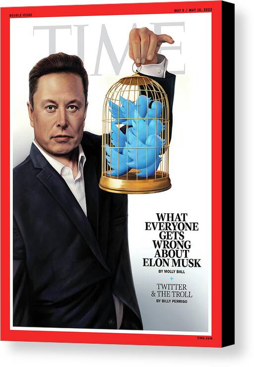 What Everyone Gets Wrong About Elon Musk Canvas Print featuring the photograph What Everyone Gets Wrong About Elon Musk by Illustration by Tim O'Brien for TIME