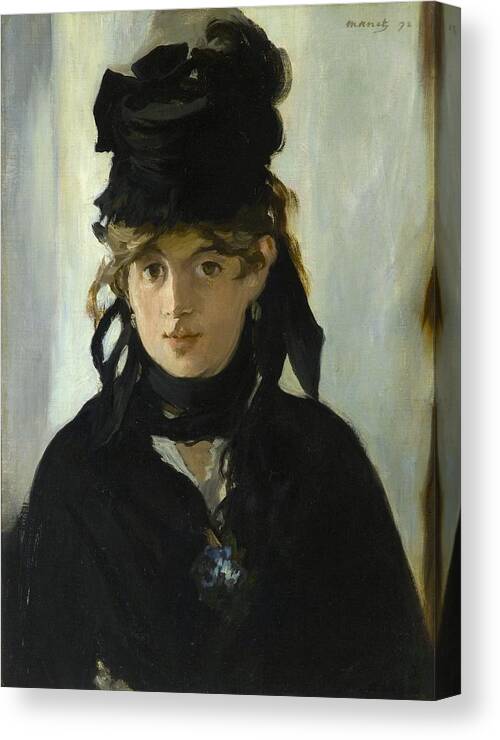 1872 Canvas Print featuring the painting Berthe Morisot With a Bouquet of Violets #1 by Edouard Manet