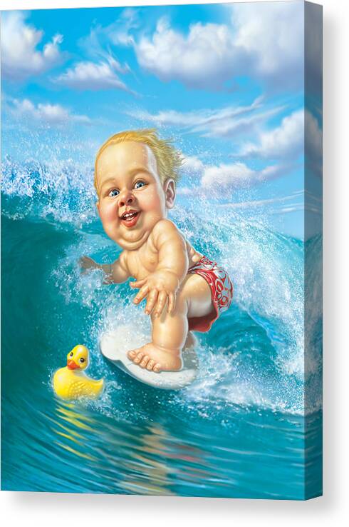 Baby Canvas Print featuring the digital art Born to Surf by Mark Fredrickson