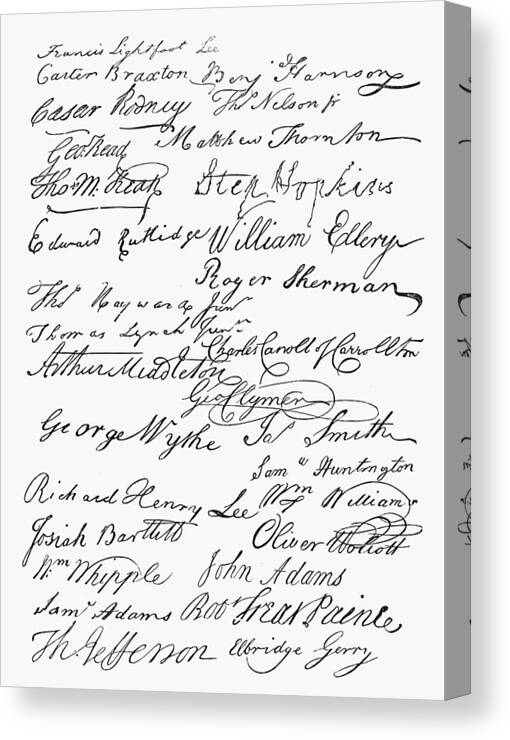 1776 Canvas Print featuring the photograph Declaration: Signatures #1 by Granger