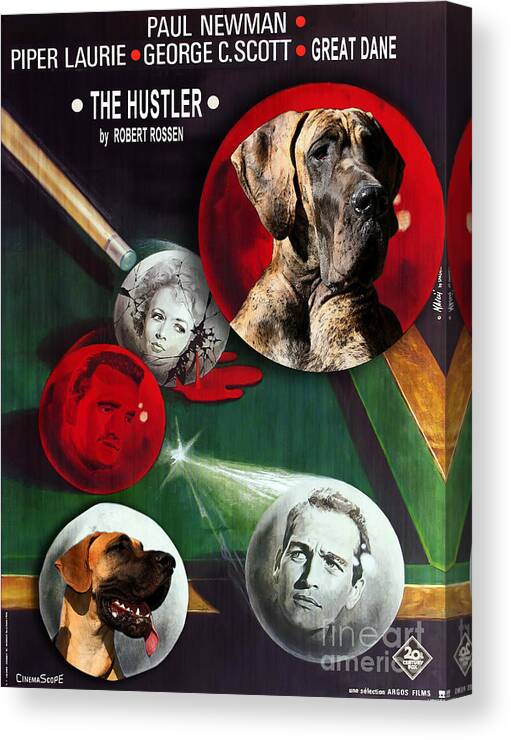 Great Dane Canvas Print featuring the painting Great Dane Art Canvas Print - The Hustler Movie Poster #1 by Sandra Sij