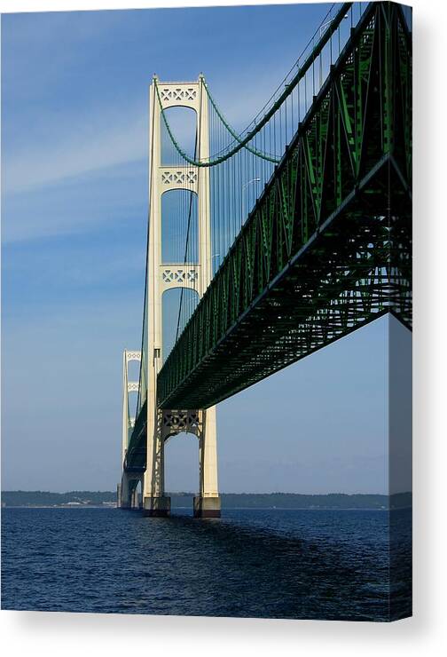 Mackinac Bridge Canvas Print featuring the photograph Mackinac Bridge Towers #1 by Keith Stokes