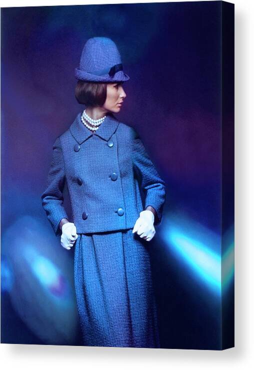 Fashion Canvas Print featuring the photograph Model Wearing A Handmacher Suit #1 by Bert Stern