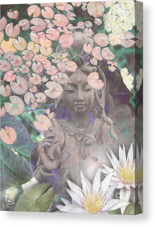 Kwan Yin Canvas Print featuring the mixed media Reflections by Christopher Beikmann