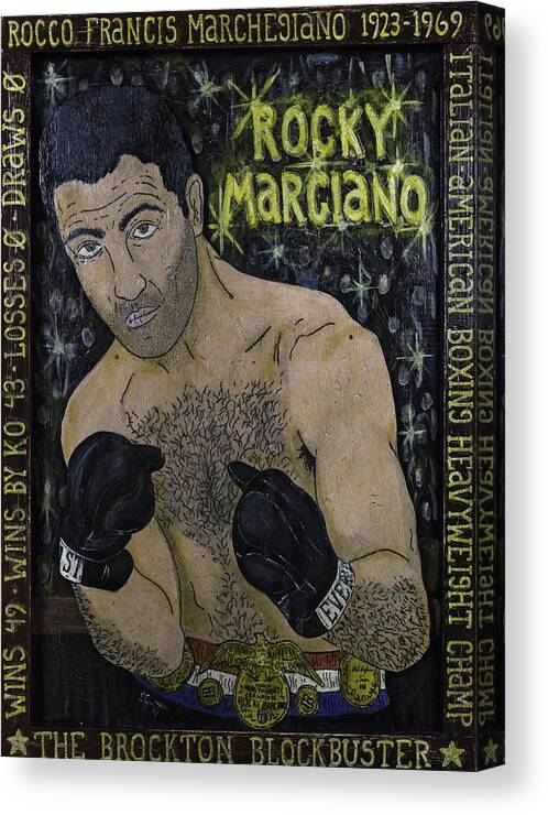 Rocky Canvas Print featuring the painting Rocky Marciano #1 by Eric Cunningham